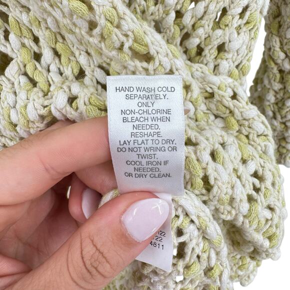 J. Jill Lemongrass Marled Yellow Open Stitch Crochet Chunky Knit Unlined Top - Picture 14 of 14